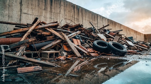 Industrial Construction Debris Disposal and Scrap Metal Recycling Yard Concept