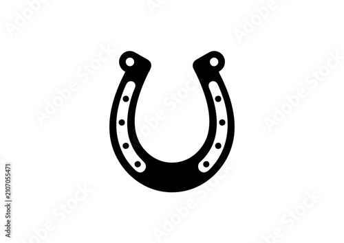 Black Lucky Horseshoe Icon Vector Isolated on White Background, Good Luck Fortune Symbol 