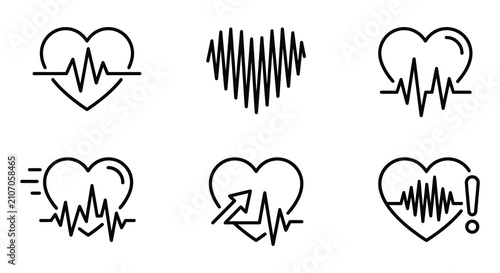 Heartbeat Line Icons With Monitor Display White Background