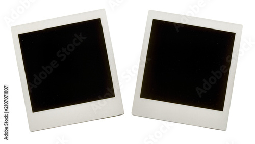 Bild auf Leinwand Isolated blank instant photo frames, two empty black pictures for mock-up design