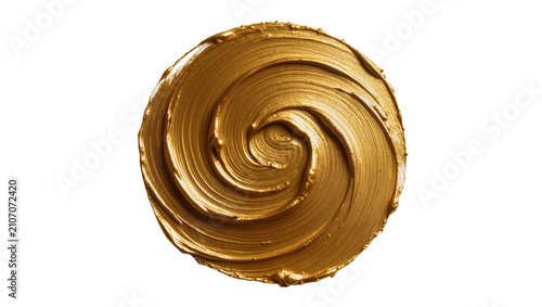 Konstfotografi Isolated lustrous gold metallic paint swirl, elegant shimmering cosmetic creamy