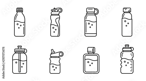 Isolated water bottles with caps and spouts