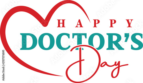 Happy Doctor's Day greeting with heart and stethoscope