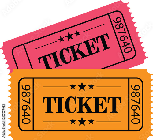 Two Tickets, Pink and Orange illustration