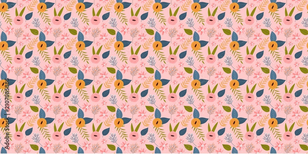 floral and fruit wallpaper and background seamless pattern design