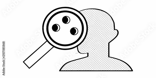 User Search Icon With Magnifying Glass Black And White Line Drawing
