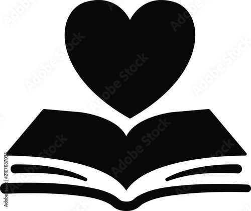 Love Book Icon Education Knowledge Heart Silhouette Vector