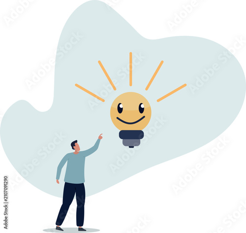 Foto Positive thinking, optimistic mindset or good attitude to success in work, always get idea to solve any problems concept
