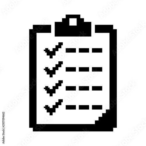 Pixel Art Checklist Clipboard with Ticks and Dashes - Task Management Icon