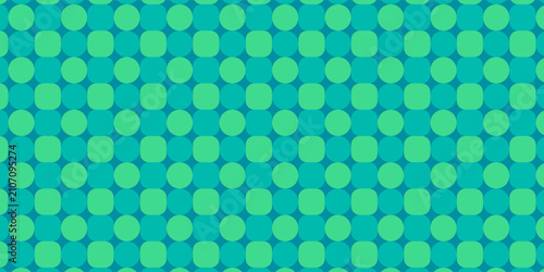 Canvastavla Abstract geometric seamless pattern design with green and blue circles, squares on a blue background