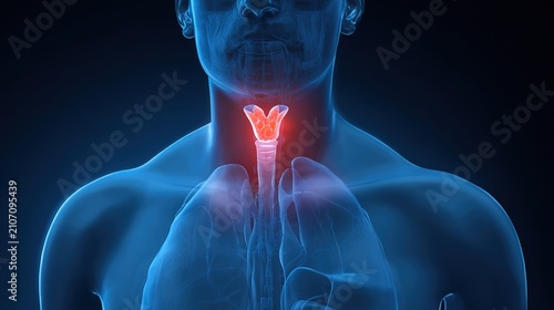Thyroid Function Test Medical Illustration, Human Thyroid Gland Anatomy, Endocrine System Hormone Detection, Clinical Laboratory Blood Test Analysis, Hyperthyroidism and Hypothyroidism Diagnostic Heal