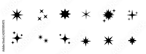 Foto Set of original star sparkle shapes