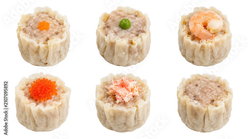 Siu Mai Dumpling Collection with Shrimp, Crab and Fish Roe for Dim Sum Menu Design