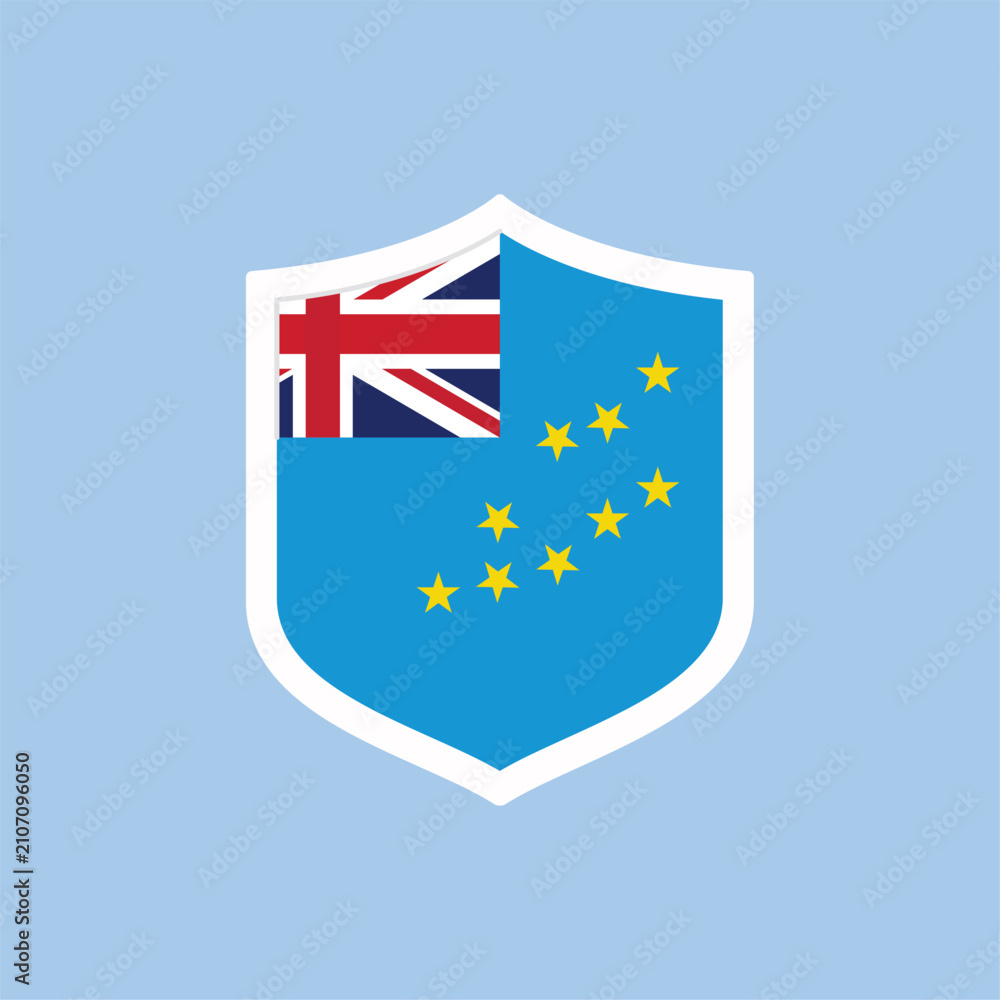 Obraz premium Tuvalu Flag Shield Badge Icon Flat National Emblem