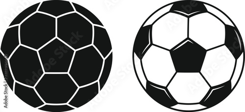 Bild auf Leinwand Black and white soccer ball illustrations isolated on white background showing c