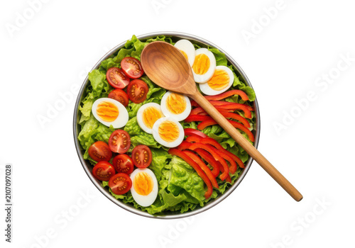 Colorful plate of pasta with tomato sauce and boiled eggs