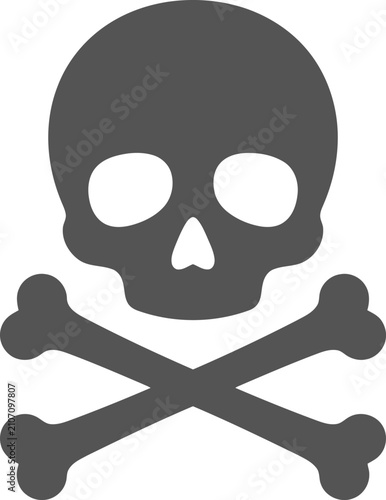 Gray skull and crossbones symbol illustration representing danger or toxicity, isolated on white background for warning signs and educational materials