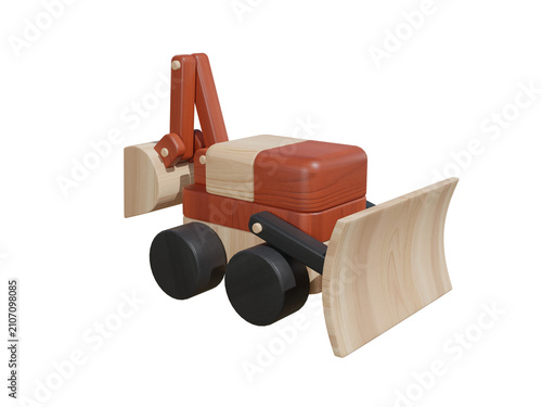 Wooden Toy Truck Isolated on White Background with Colorful Construction Vehicle Design for Childhood Play and Educational Transportation Concept