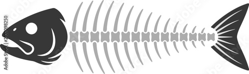 Tableau sur toile Illustration of a fish skeleton with detailed bones and head, showing the struct