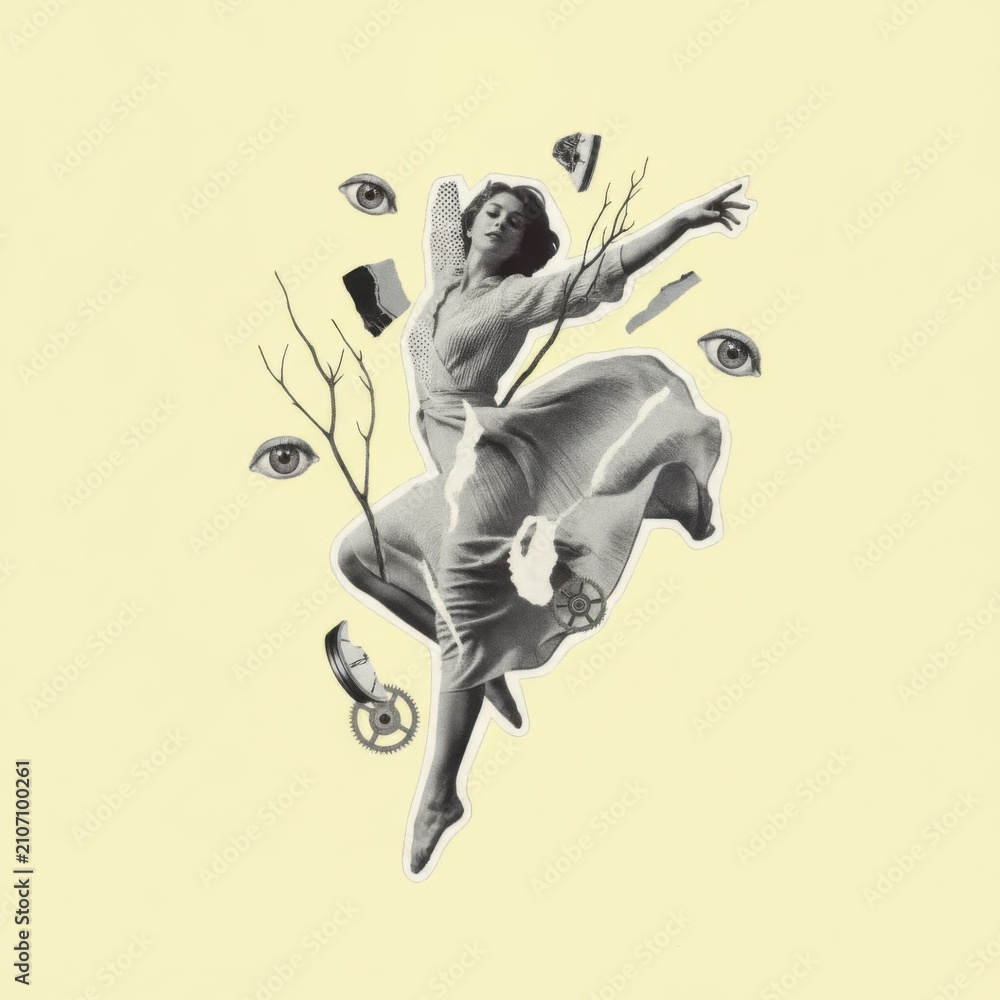 Fototapeta premium Dynamic Dance Illustration with Abstract Elements and Eyes