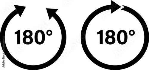 Foto 180 degree rotation icon set circular arrows with 180 degrees symbol turn around