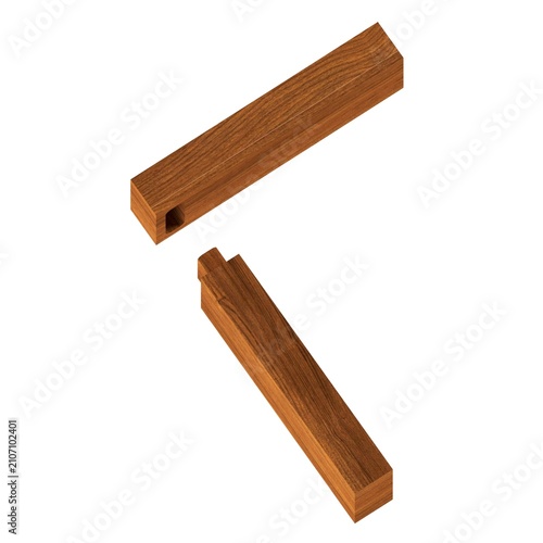 Foto Mortise and Tenon Joint Woodworking with Oak Wood Texture