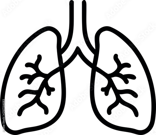 Quadro su tela Human Lungs Line Art Vector Icon Isolated on White Background