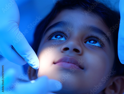 Child with autism receiving dental x-ray in a clinic setting during a morning appointment