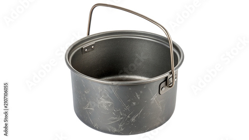 Quadro su tela Simple metallic stainless steel kitchen pot pan handle cookware isolated on tran