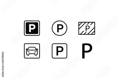 Parking zone sign and vehicle area identification set.