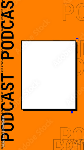 Fotografía new podcast episode promotion graphic design background template in vibrant orange with image placeholder