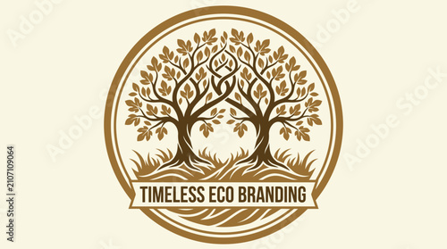 Timeless Eco Branding A Symbol of Growth and Sustainability Featuring Intertwined Trees in a Circle