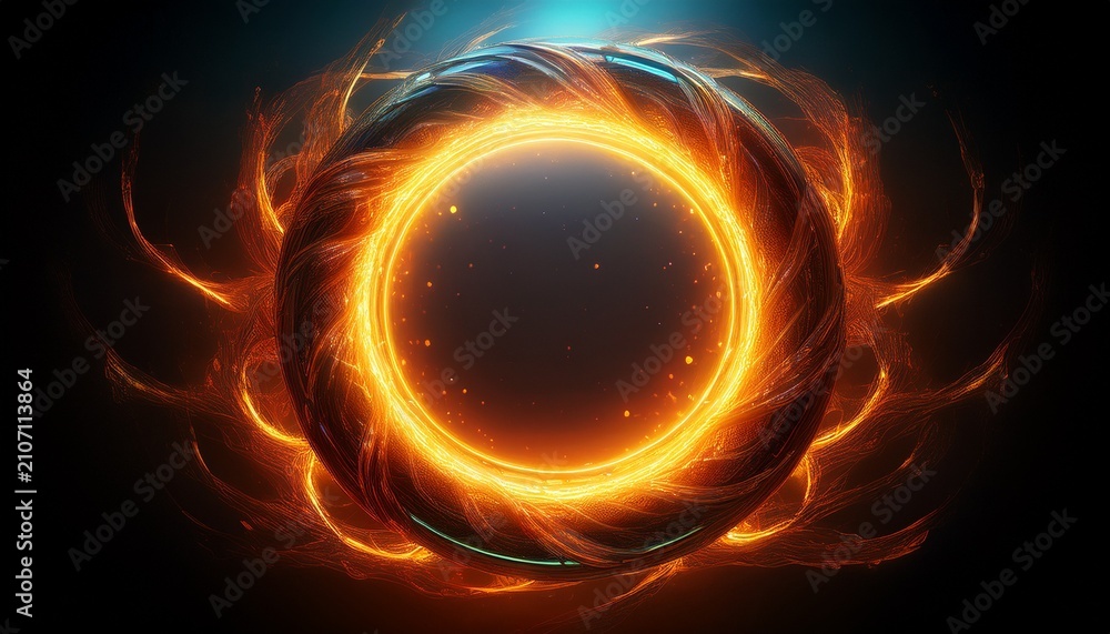Fototapeta premium Ethereal Electric Orange Ring With Glowing Energy