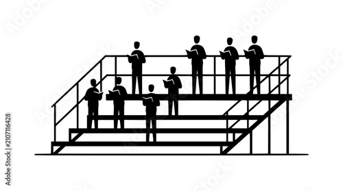 Konstfotografi Choir Performing on Tiered Risers with Sheet Music, Silhouette Style