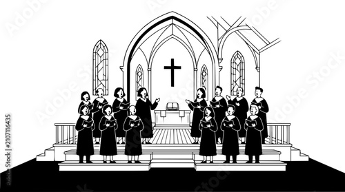 Foto Church Choir Singing in a Religious Sanctuary