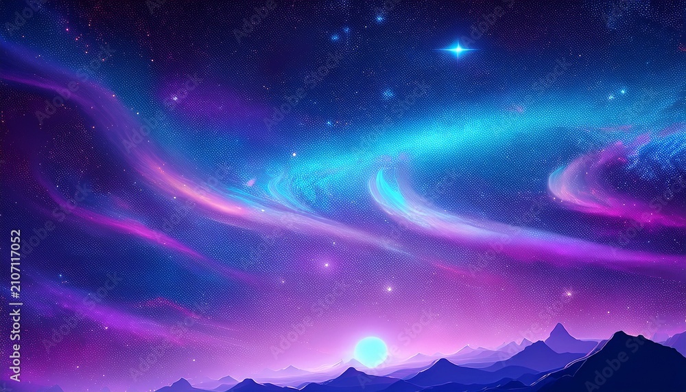 Obraz premium Blue Violet Abstract Space Background Far Galaxy Night Stars