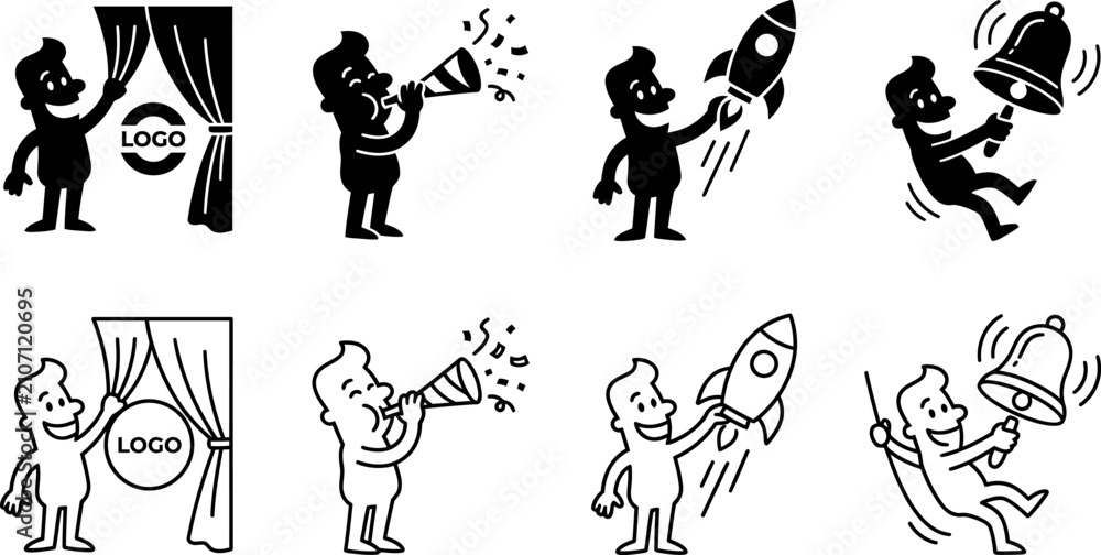 Obraz premium Cartoon man illustrations for business announcement and promotion