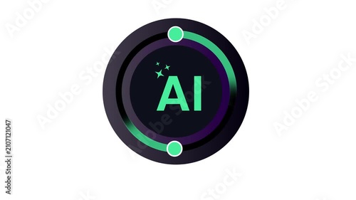 Glowing AI Artificial Intelligence Logo Icon Animation - Seamless Loop Motion Background Stock Footage