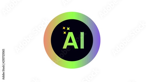 Glowing AI Artificial Intelligence Logo Icon Animation - Seamless Loop Motion Background Stock Footage
