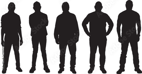 vector, silhouette of a  group of men standing
