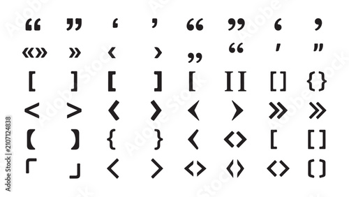 Diverse Punctuation Icons: Quotation Marks, Brackets, and Braces for Design Elements