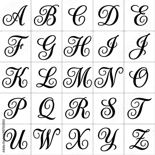 Alphabet Letters in a Grid Pattern.