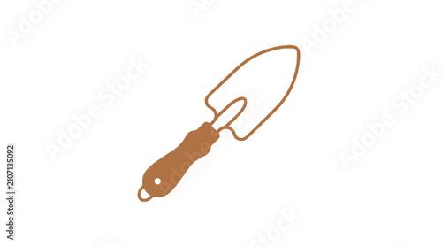 Cuadro en lienzo Garden Trowel Icon - Simple Line Art of a Hand Tool for Planting and Digging