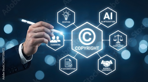 Cuadro en lienzo Intellectual property protection copyright ai legal compliance and business agre