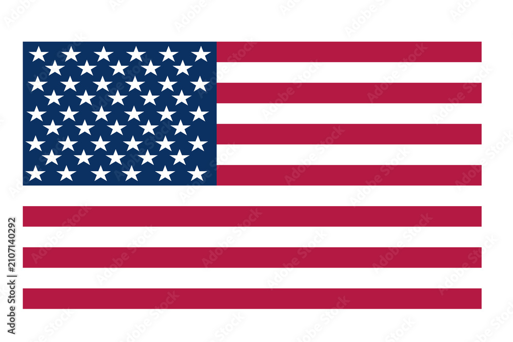 Fototapeta premium USA flag isolated on a transparent white background in PNG format.