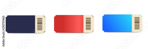 Colorful ticket stubs icon set for event design projects on transparent background