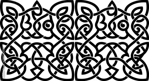 Black and white celtic knot seamless pattern vector background