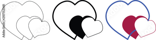 Heart Love Favorite Like Romance Outline and Filled Vector Icon Set
