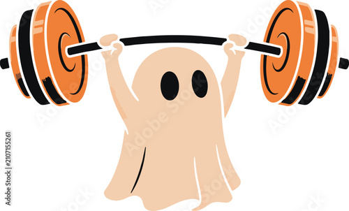 Cute Ghost Weightlifting Vector