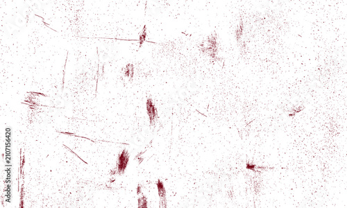 Quadro su tela Grunge texture with dark red scratches and dust particles isolated on white back
